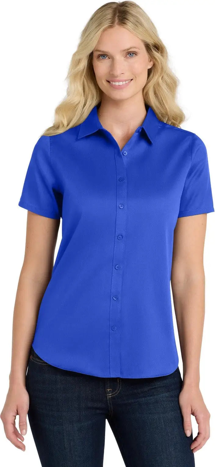 Port Authority Lw809 Women’s Short Sleeve Superpro React Twill Shirt - True Royal - Ladies Xs