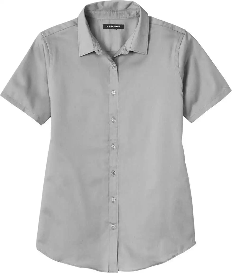Port Authority Lw809 Women’s Short Sleeve Superpro React Twill Shirt - Gusty Grey