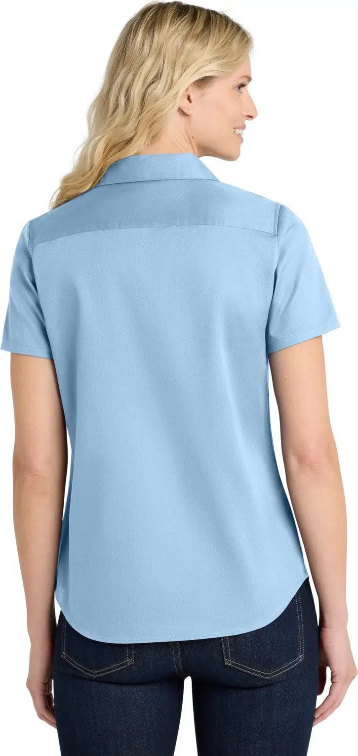 Port Authority Lw809 Women’s Short Sleeve Superpro React Twill Shirt - Cloud Blue