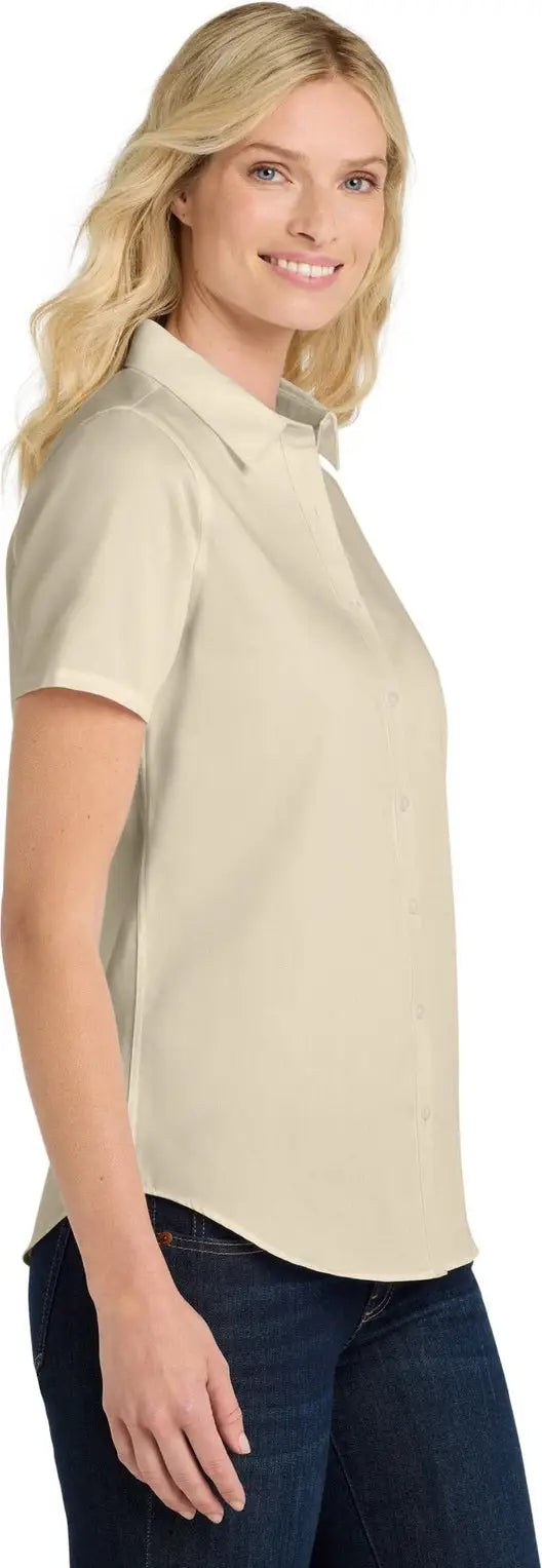 Port Authority Lw809 Women’s Short Sleeve Superpro React Twill Shirt - Ecru