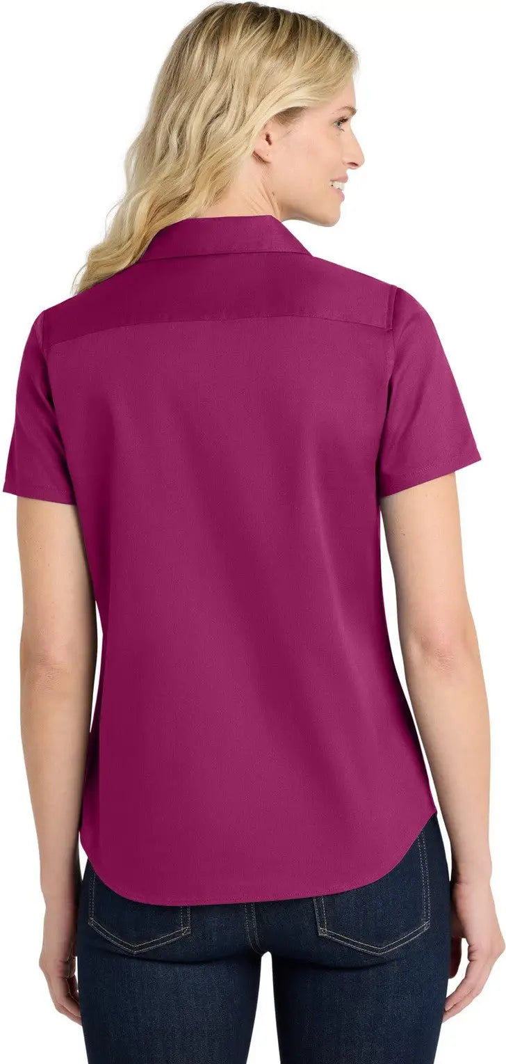 Port Authority Lw809 Women’s Short Sleeve Superpro React Twill Shirt - Wild Berry