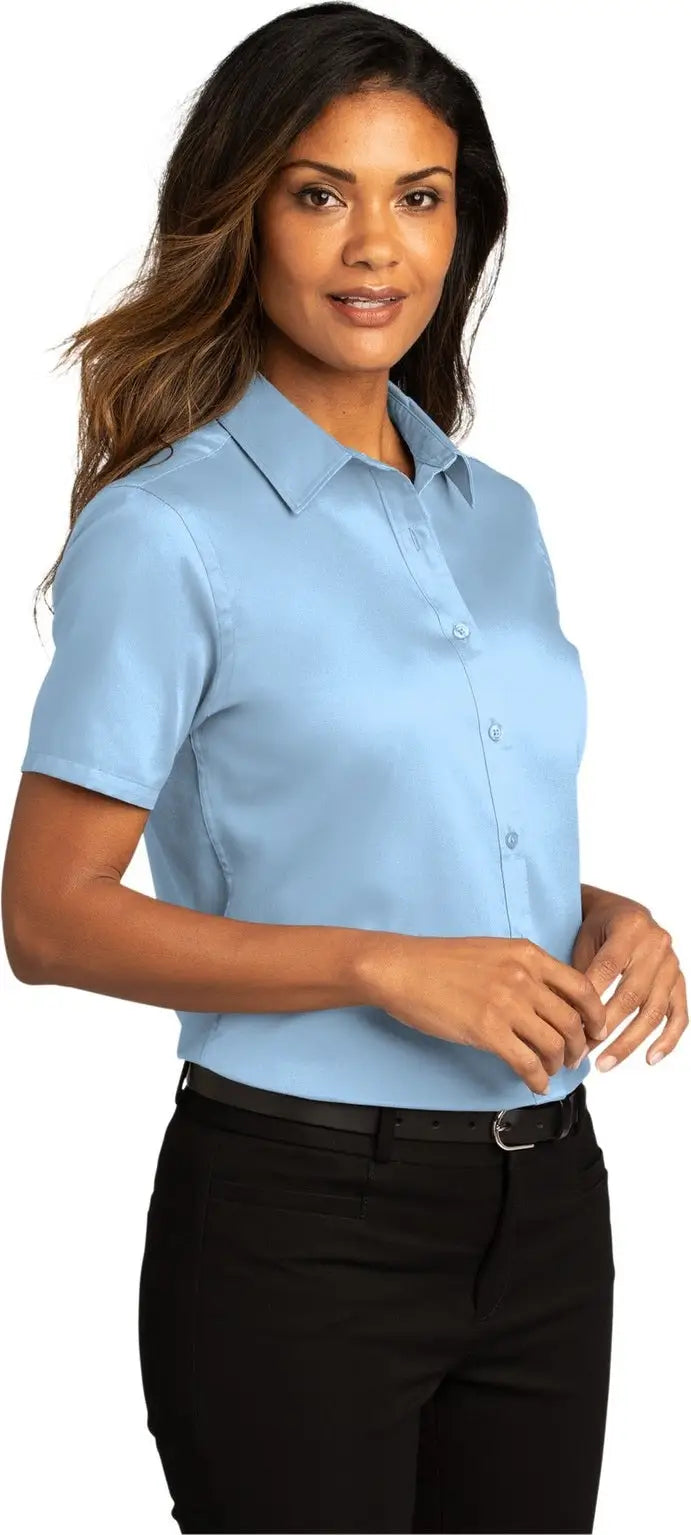 Port Authority Lw809 Women’s Short Sleeve Superpro React Twill Shirt - Cloud Blue