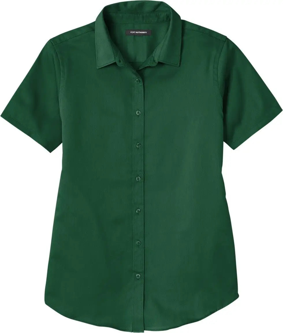Port Authority Lw809 Women’s Short Sleeve Superpro React Twill Shirt - Dark Green