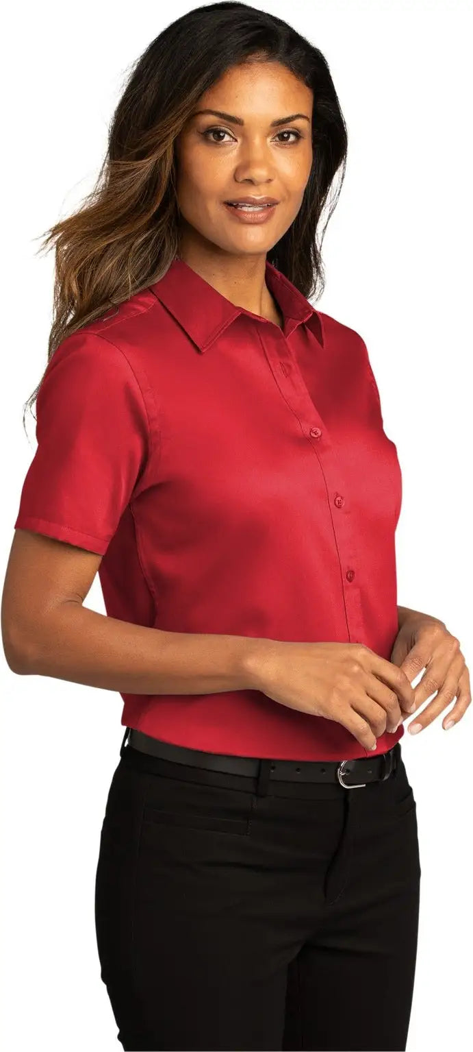 Port Authority Lw809 Women’s Short Sleeve Superpro React Twill Shirt - Rich Red