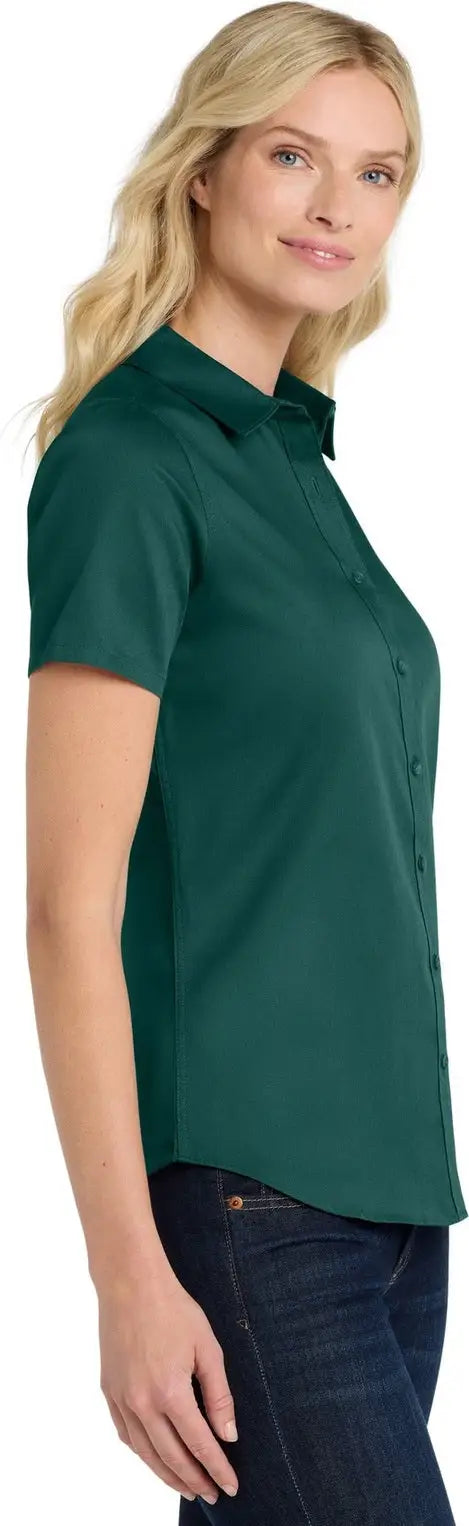 Port Authority Lw809 Women’s Short Sleeve Superpro React Twill Shirt - Marine Green