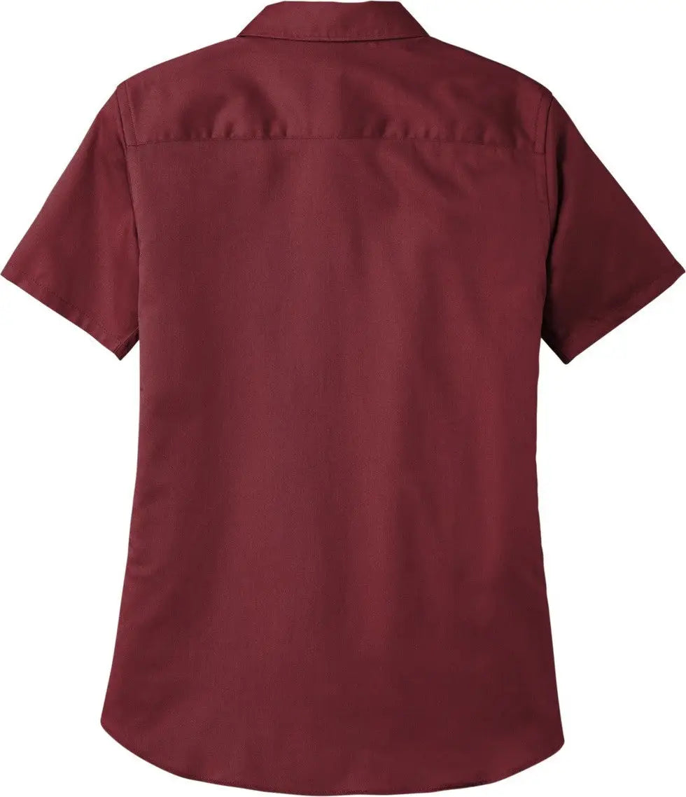 Port Authority Lw809 Women’s Short Sleeve Superpro React Twill Shirt - Burgundy