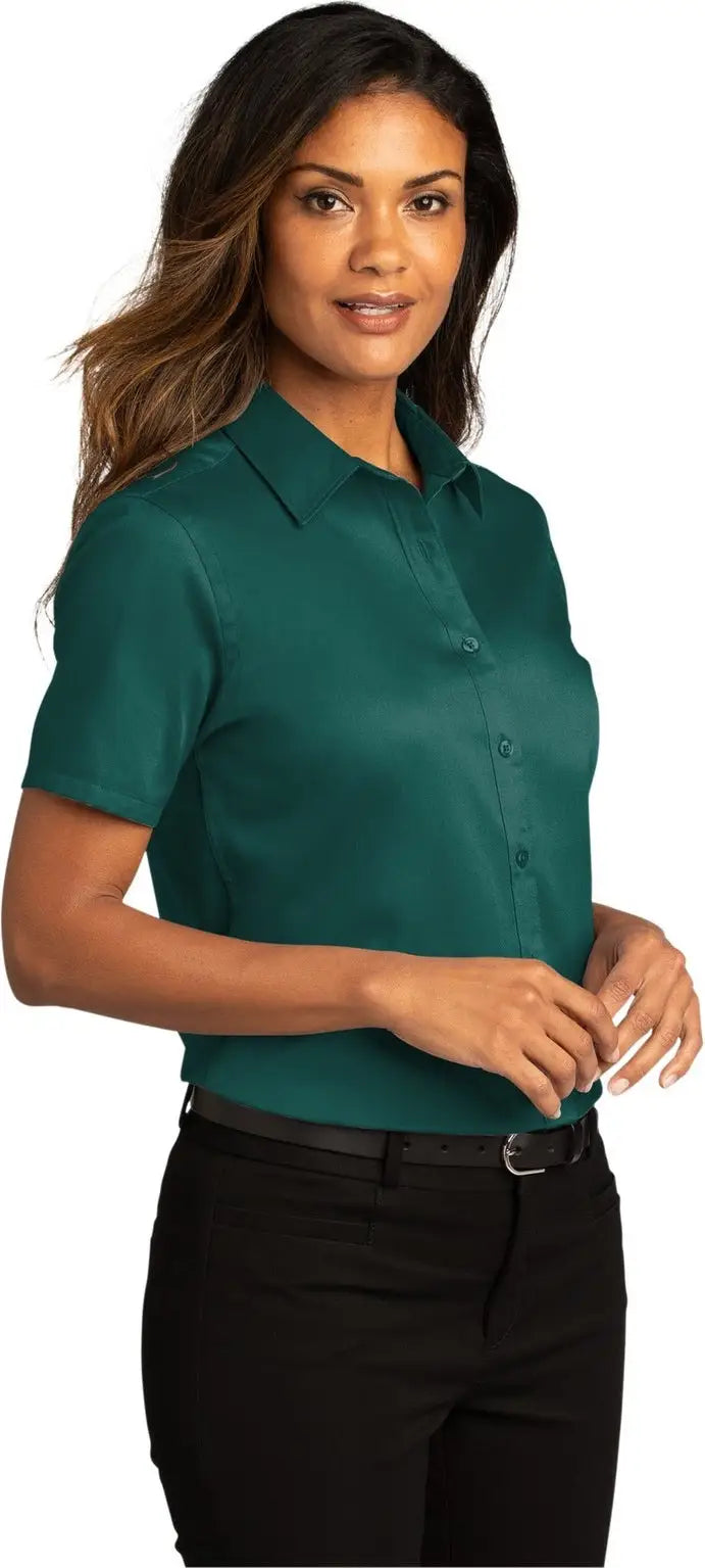 Port Authority Lw809 Women’s Short Sleeve Superpro React Twill Shirt - Marine Green