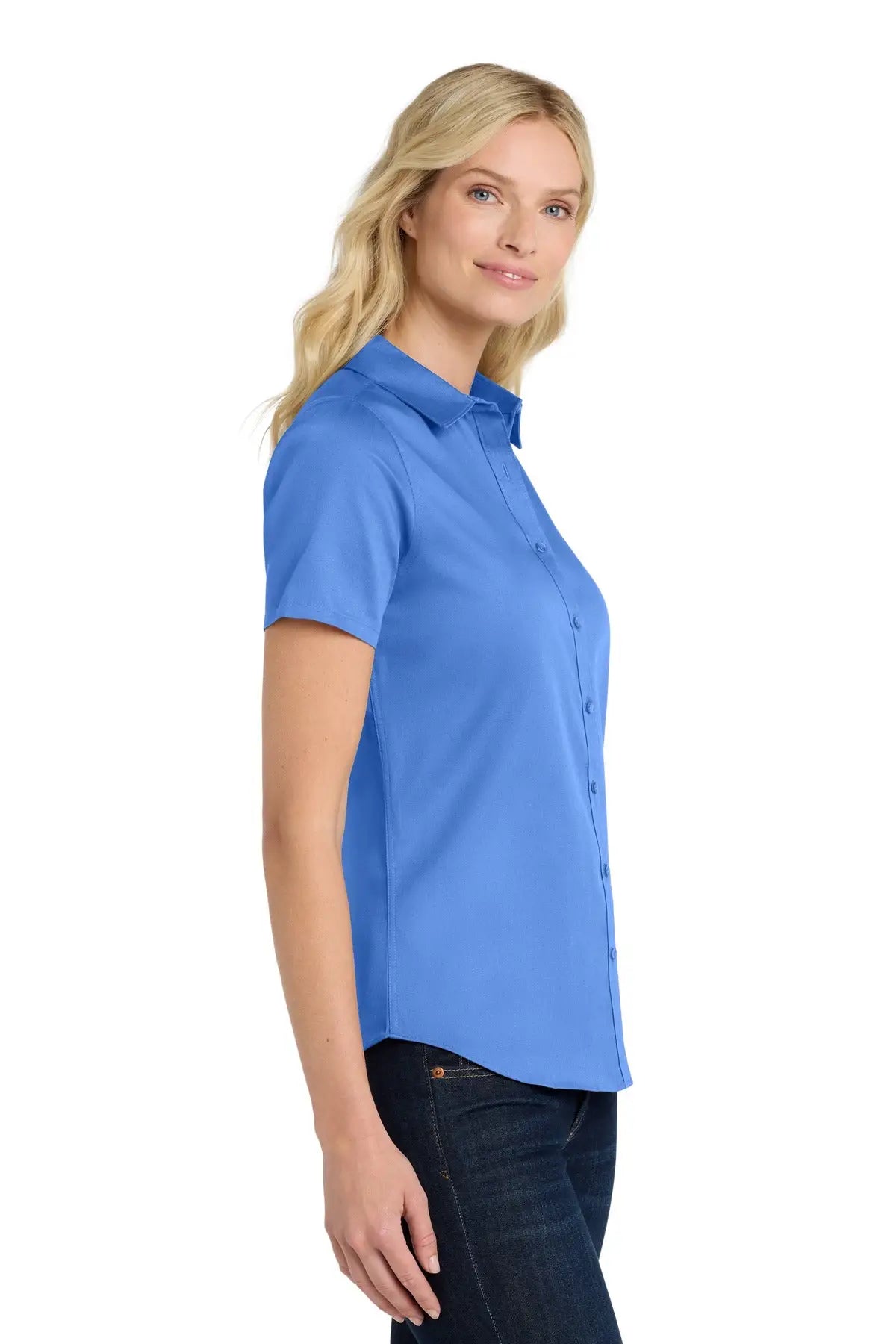 Port Authority Lw809 Women’s Short Sleeve Superpro React Twill Shirt - Ultramarine Blue