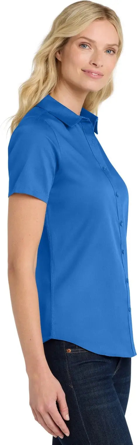 Port Authority Lw809 Women’s Short Sleeve Superpro React Twill Shirt - Strong Blue