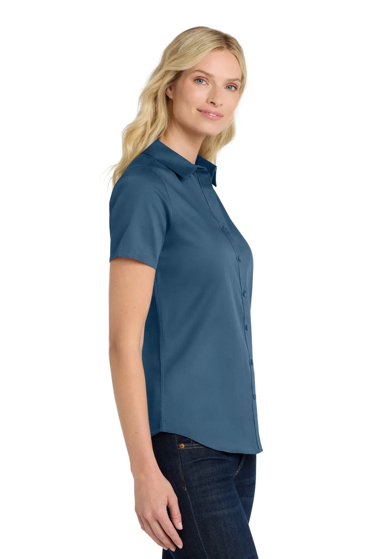 Port Authority Lw809 Women’s Short Sleeve Superpro React Twill Shirt - Regatta Blue