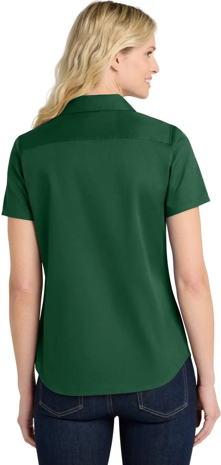 Port Authority Lw809 Women’s Short Sleeve Superpro React Twill Shirt - Dark Green