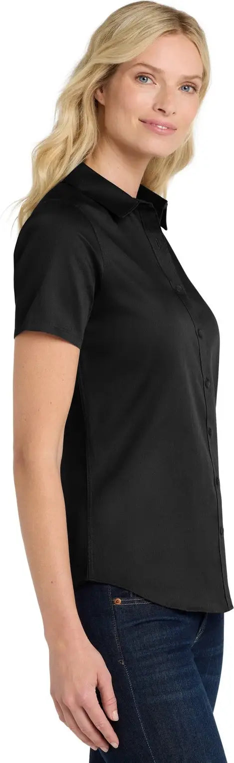 Port Authority Lw809 Women’s Short Sleeve Superpro React Twill Shirt - Deep Black