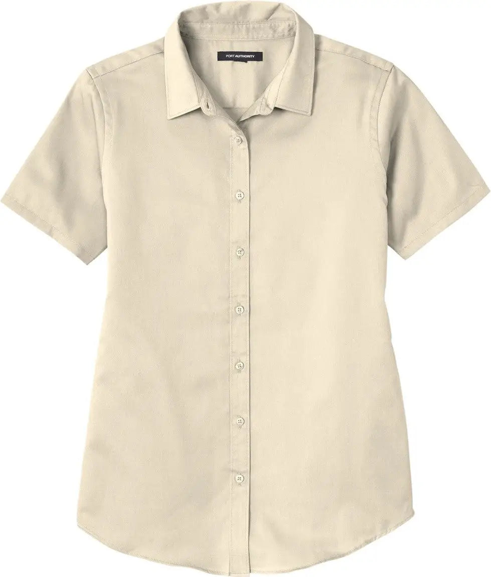 Port Authority Lw809 Women’s Short Sleeve Superpro React Twill Shirt - Ecru
