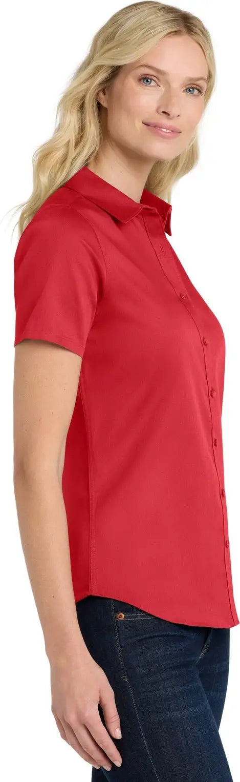 Port Authority Lw809 Women’s Short Sleeve Superpro React Twill Shirt - Rich Red