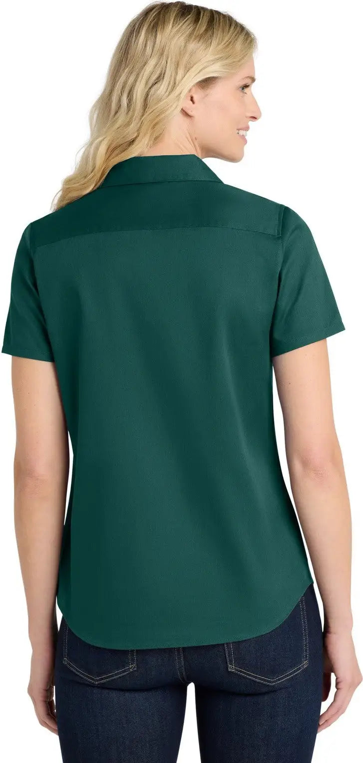 Port Authority Lw809 Women’s Short Sleeve Superpro React Twill Shirt - Marine Green
