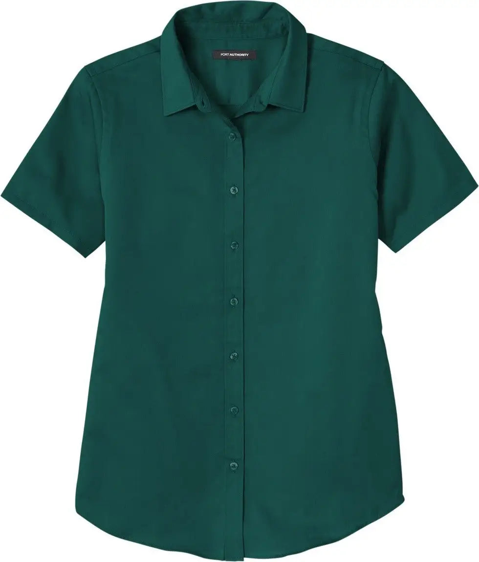 Port Authority Lw809 Women’s Short Sleeve Superpro React Twill Shirt - Marine Green