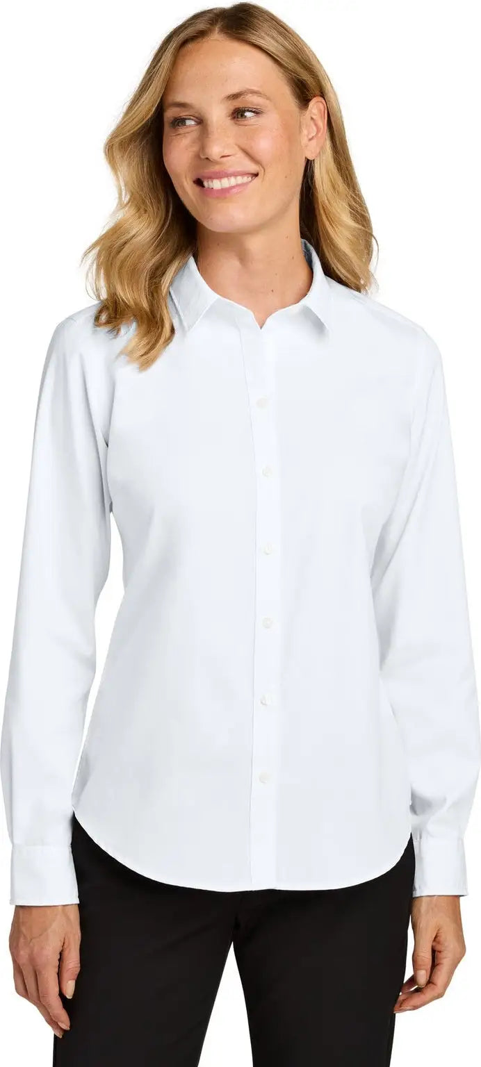 Port Authority Lw816 Women’s Long Sleeve Nailhead Easy Care Shirt - White - Ladies Xs
