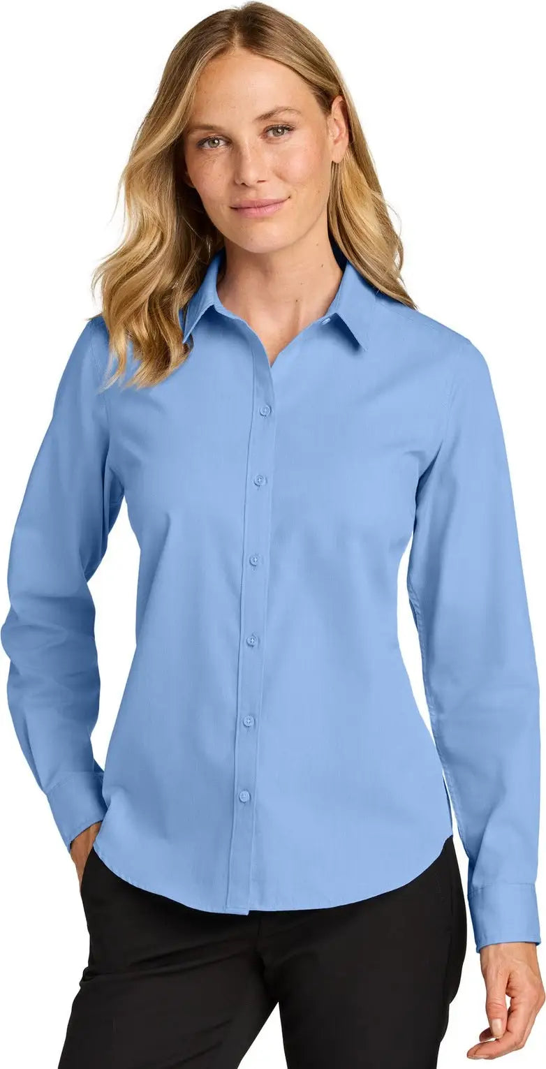 Port Authority Lw816 Women’s Long Sleeve Nailhead Easy Care Shirt - Swiss Blue - Ladies Xs