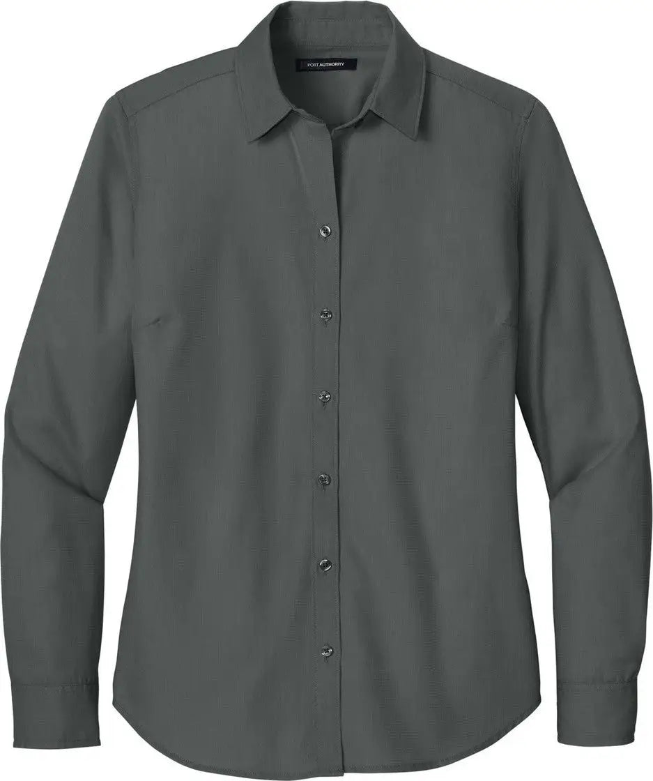 Port Authority Lw816 Women’s Long Sleeve Nailhead Easy Care Shirt - Deep Black