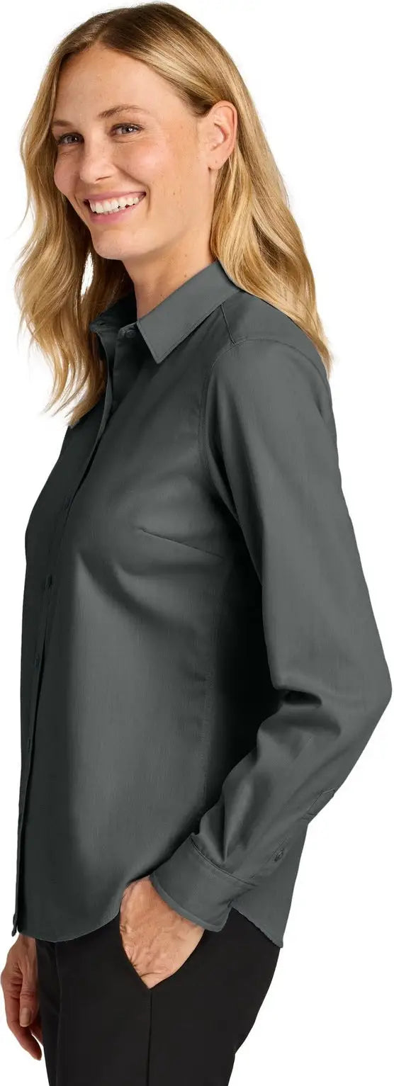 Port Authority Lw816 Women’s Long Sleeve Nailhead Easy Care Shirt - Deep Black