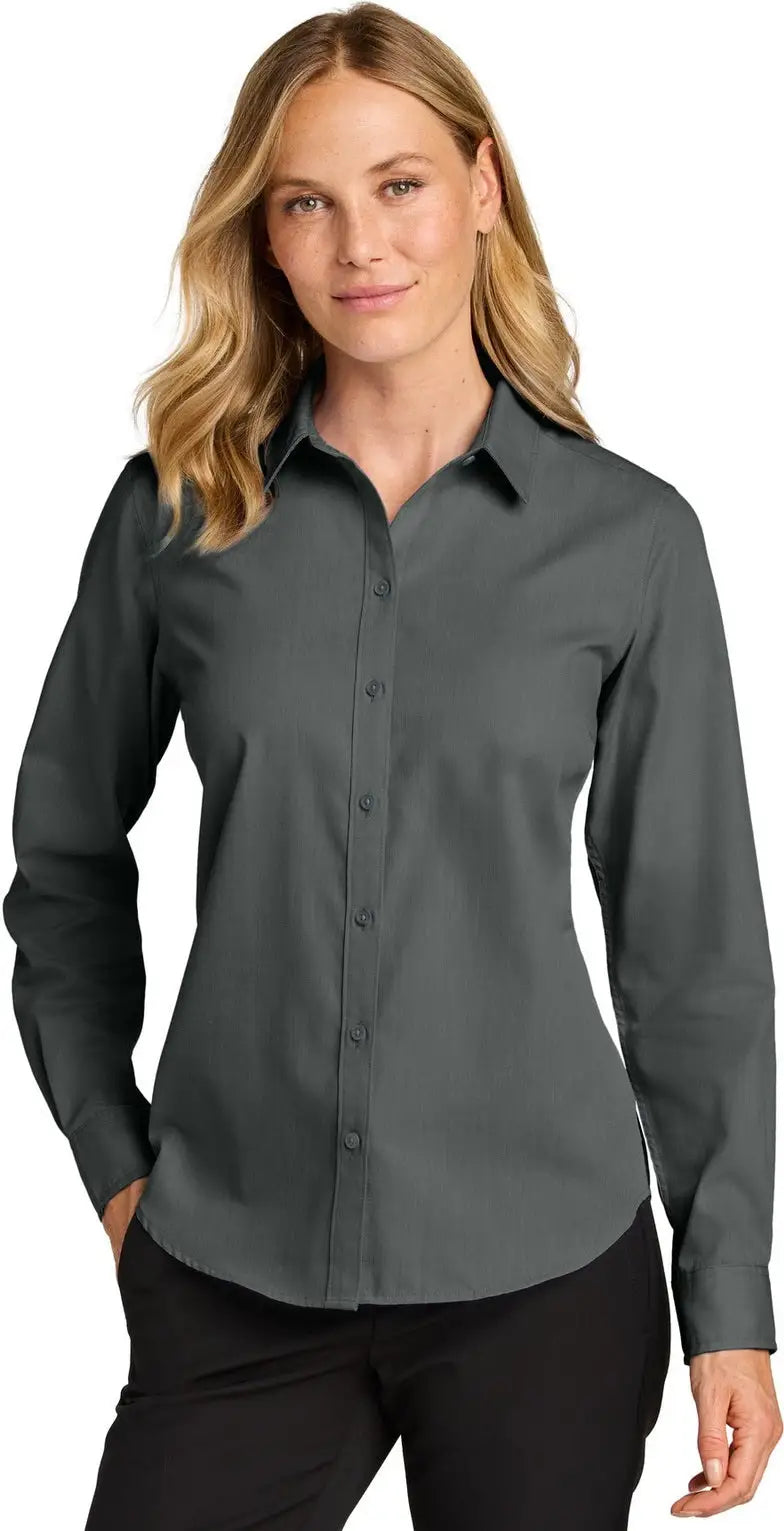 Port Authority Lw816 Women’s Long Sleeve Nailhead Easy Care Shirt - Deep Black - Ladies Xs