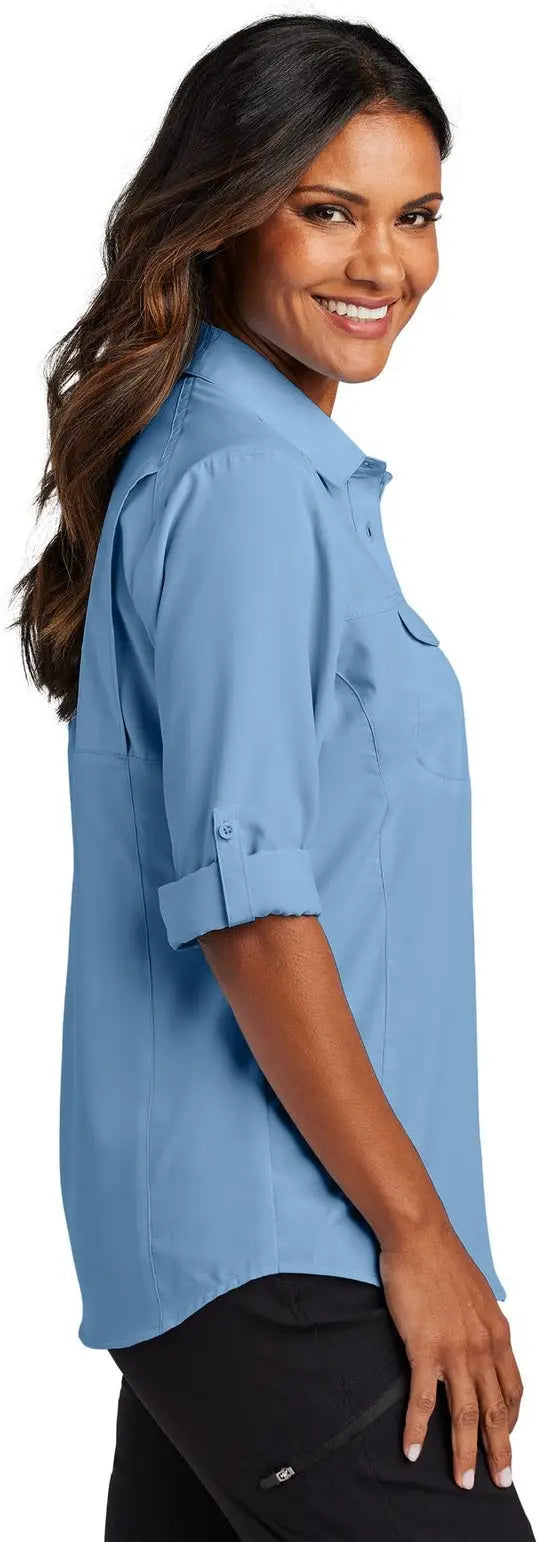 Port Authority Lw960 Women’s Long Sleeve Uv Daybreak Shirt - Light Blue
