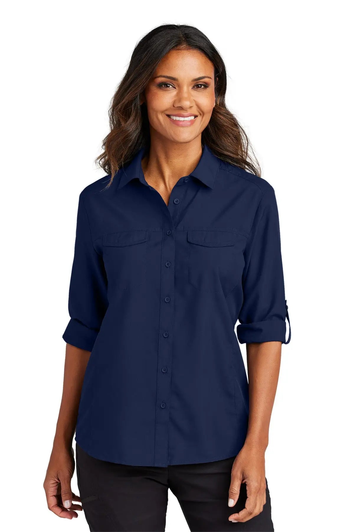 Port Authority Lw960 Women’s Long Sleeve Uv Daybreak Shirt - True Navy