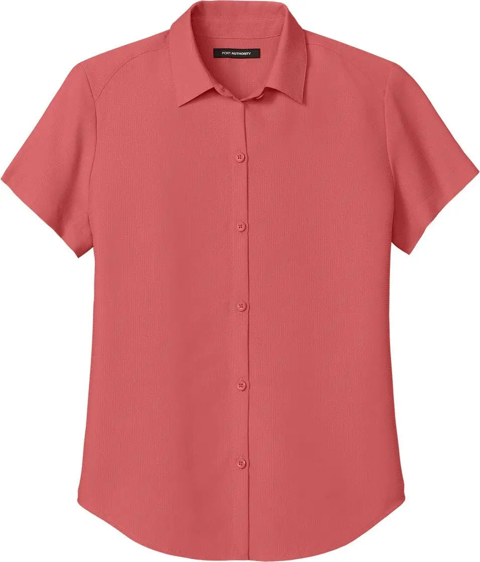 Port Authority Lw963 Women’s Short Sleeve Uv Dockside Shirt - Coral Reef