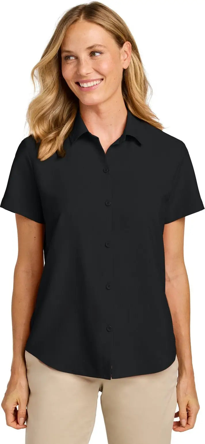 Port Authority Lw963 Women’s Short Sleeve Uv Dockside Shirt - Deep Black - Ladies Xs