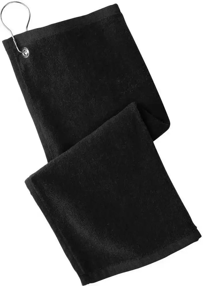 Port Authority Pt400 Grommeted Hemmed Towel - Black - one Size Fits Most