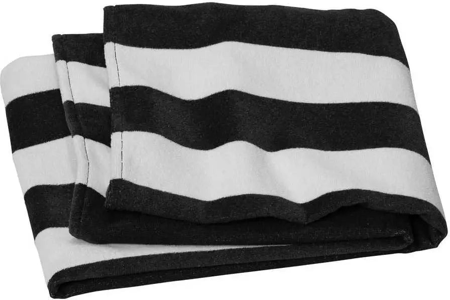 Port Authority Pt45 Value Cabana Stripe Beach Towel - Black - one Size Fits Most