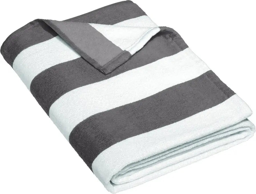 Port Authority Pt45 Value Cabana Stripe Beach Towel - Graphite