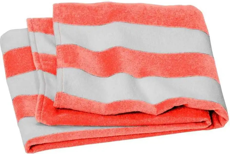 Port Authority Pt45 Value Cabana Stripe Beach Towel - Papaya - Coral / one Size Fits Most