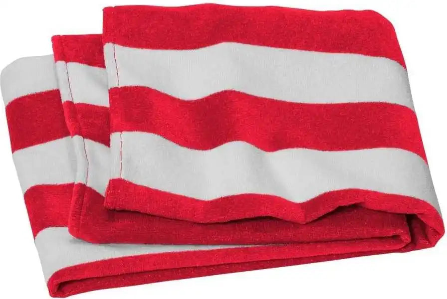 Port Authority Pt45 Value Cabana Stripe Beach Towel - Red - one Size Fits Most