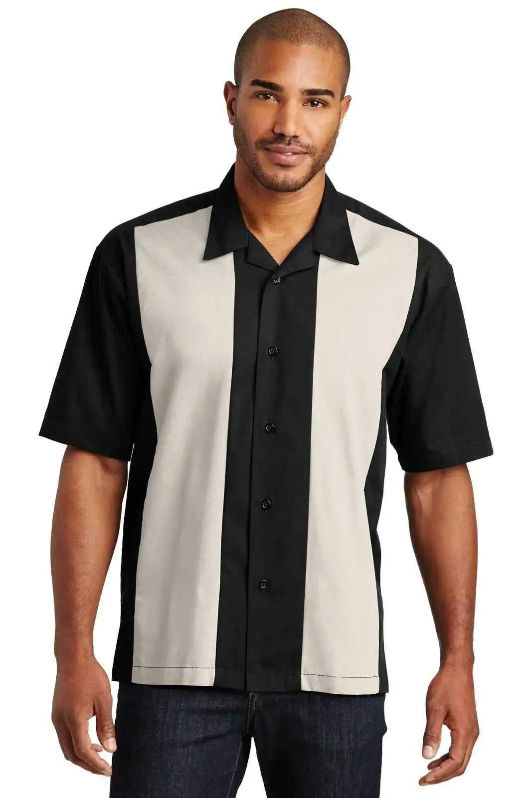 Port Authority S300 Retro Camp Shirt - Black Light Stone