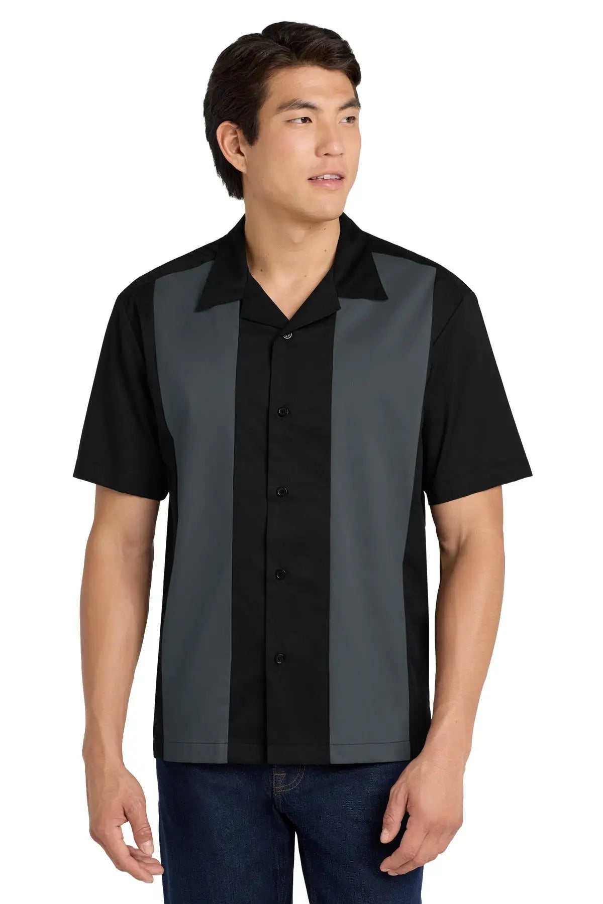 Port Authority S300 Retro Camp Shirt - Black Steel Gray