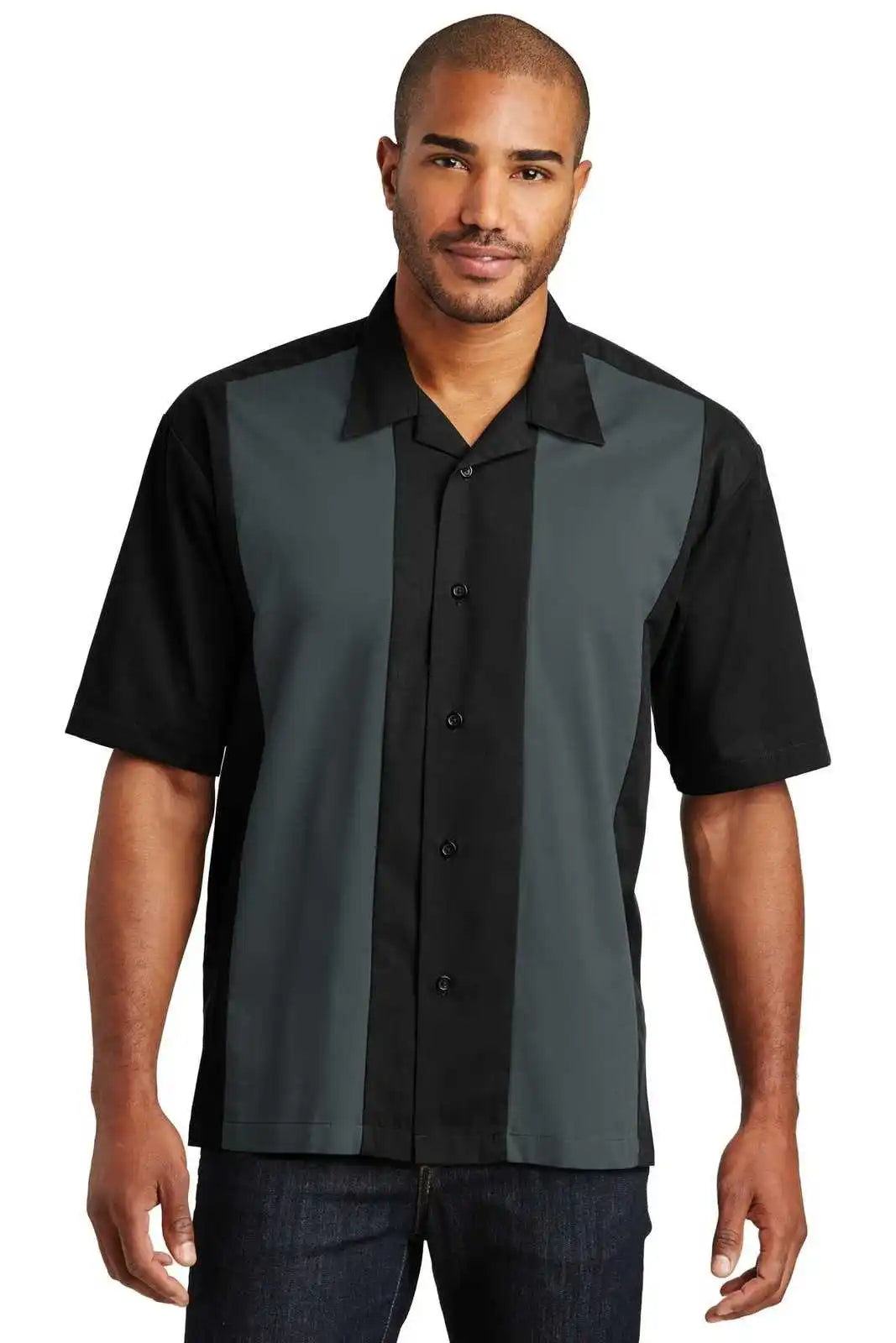 Port Authority S300 Retro Camp Shirt - Black Steel Gray