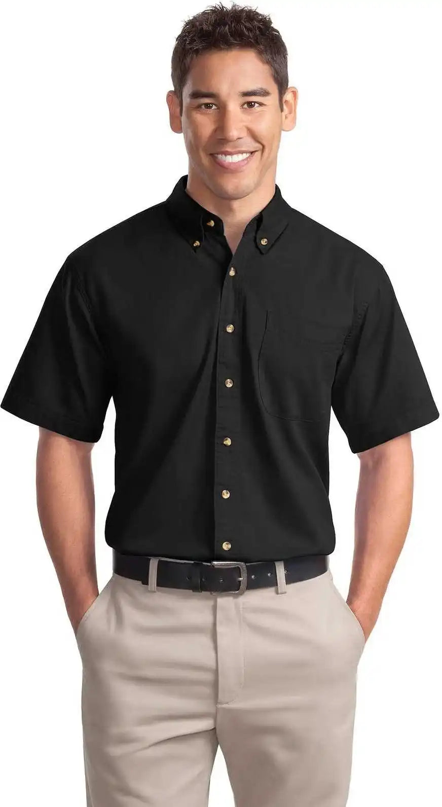 Port Authority S500t Short Sleeve Twill Shirt Black
