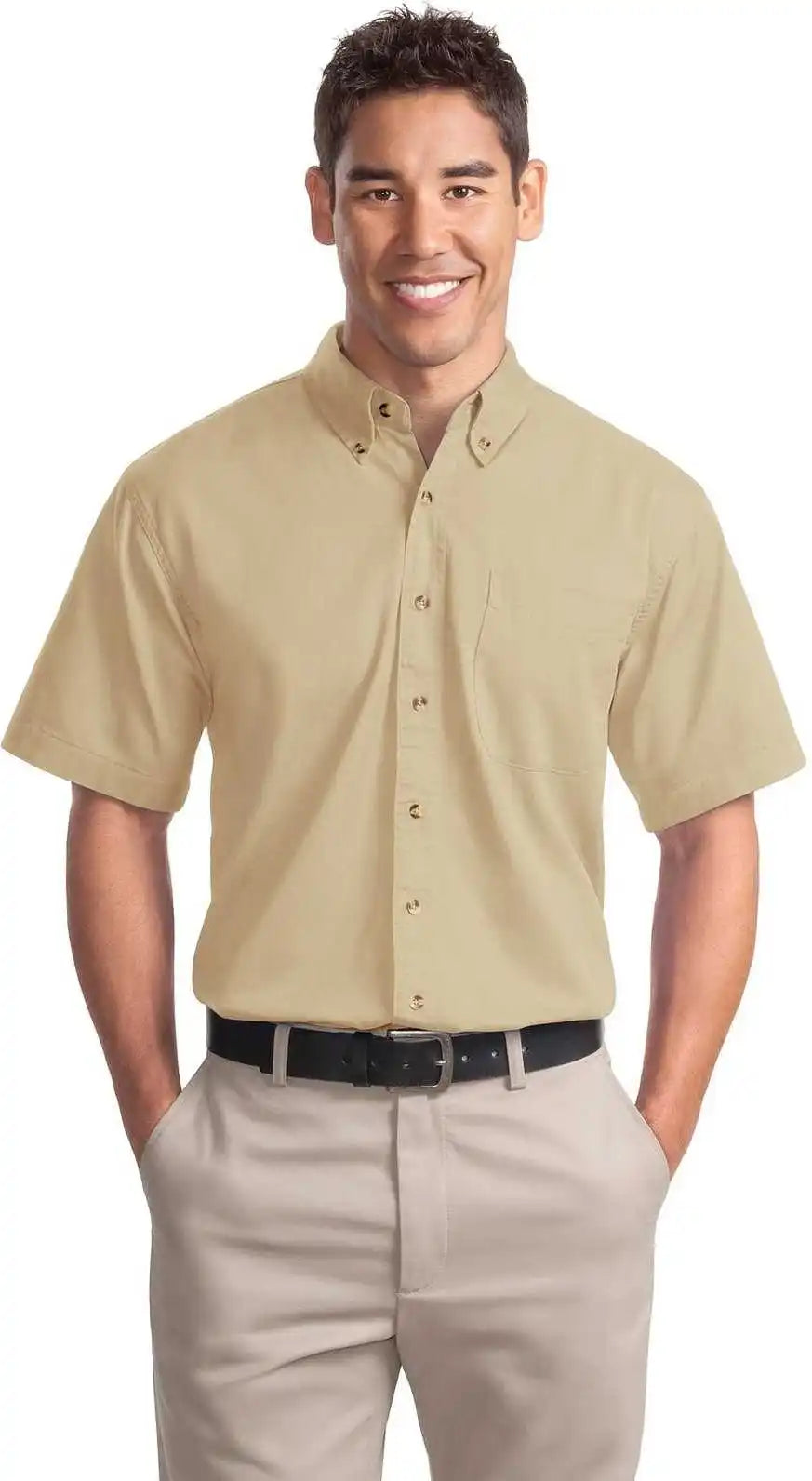 Port Authority S500t Short Sleeve Twill Shirt - Stone