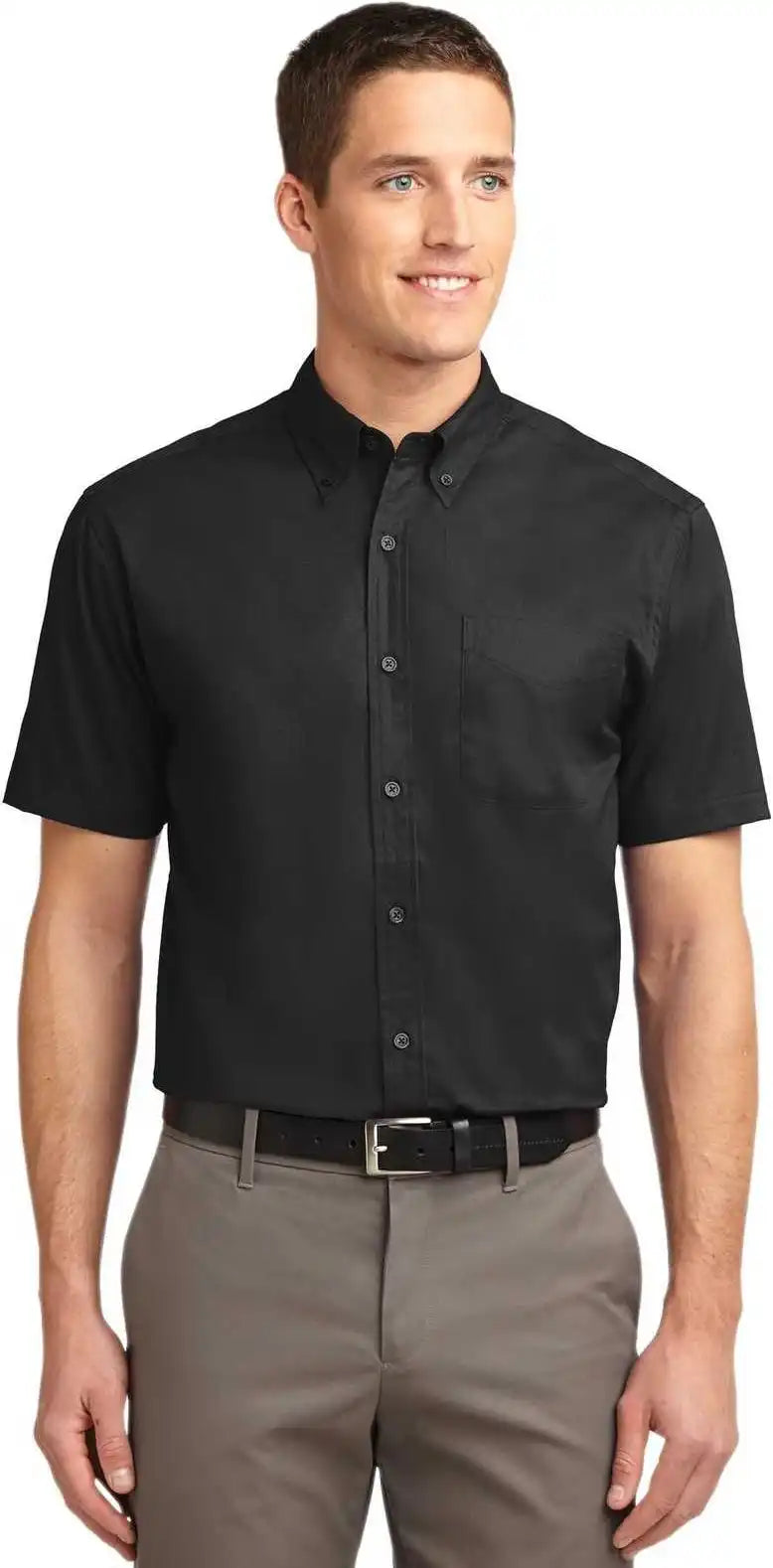 Port Authority S508 Short Sleeve Easy Care Shirt - Black Light Stone
