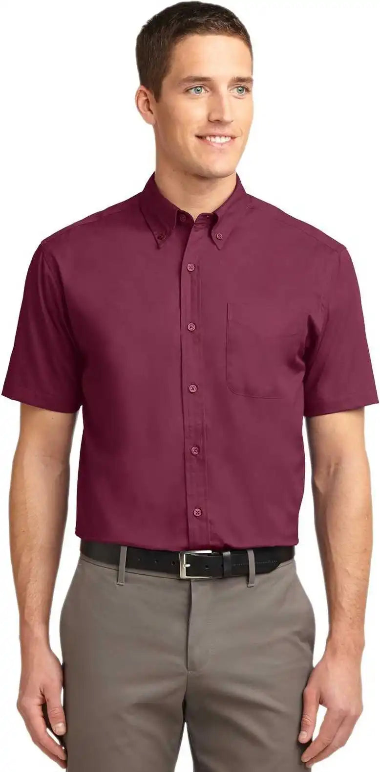 Port Authority S508 Short Sleeve Easy Care Shirt - Burgundy Light Stone