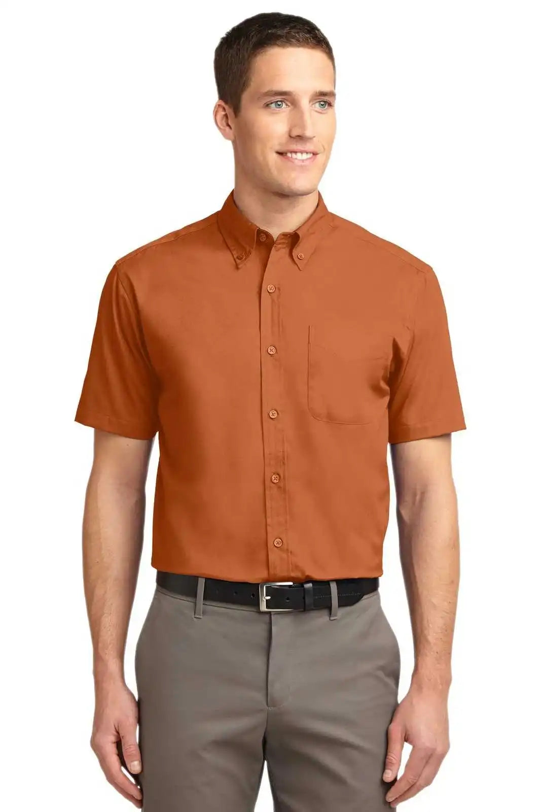 Port Authority S508 Short Sleeve Easy Care Shirt - Texas Orange Light Stone