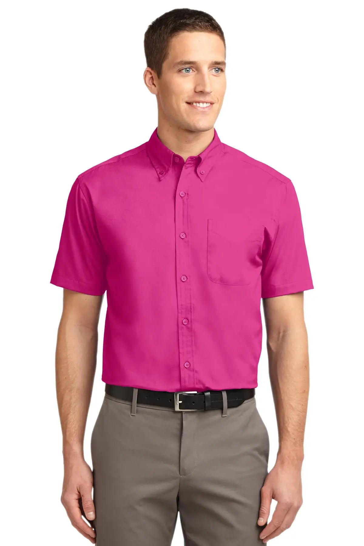 Port Authority S508 Short Sleeve Easy Care Shirt - Tropical Pink - Adult Xs