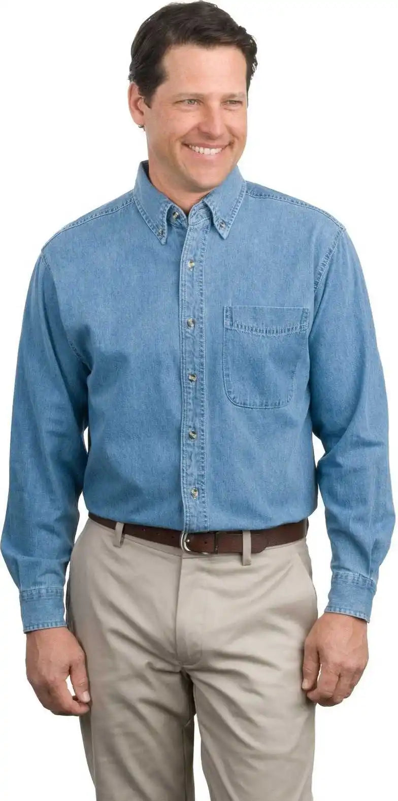 Port Authority S600 Long Sleeve Denim Shirt Faded