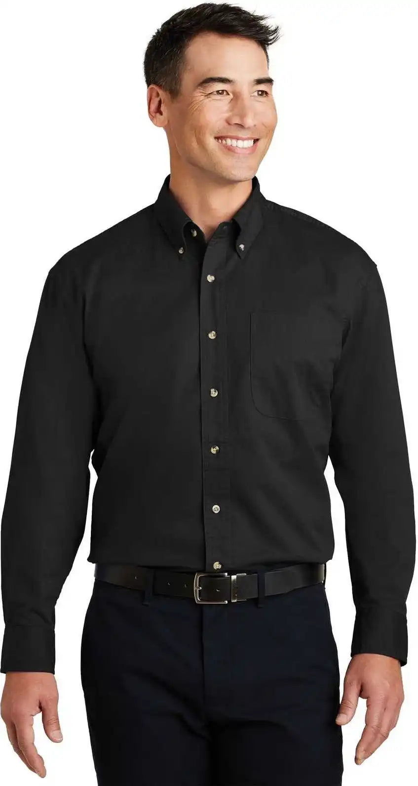 Port Authority S600t Long Sleeve Twill Shirt Black