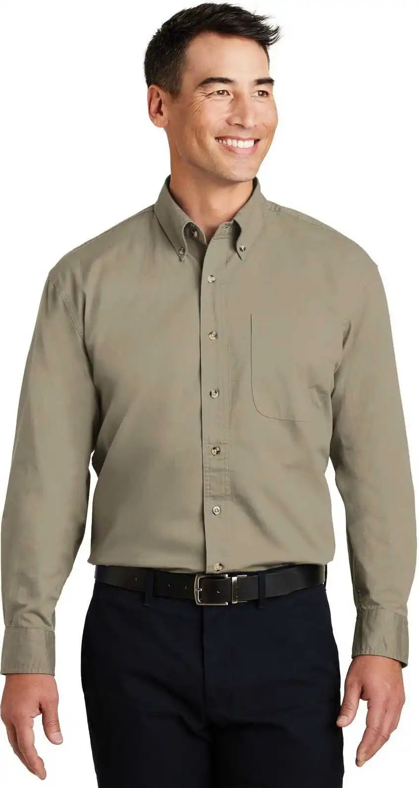 Port Authority S600t Long Sleeve Twill Shirt Khaki