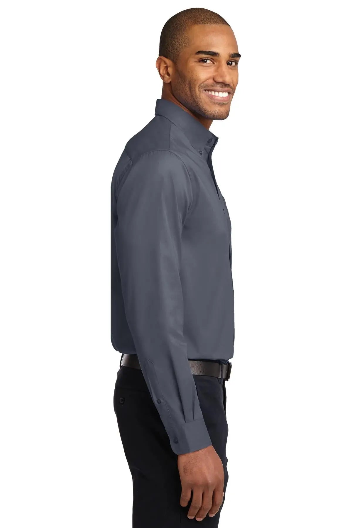 Port Authority S608 Long Sleeve Easy Care Shirt - Steel Gray Light Stone