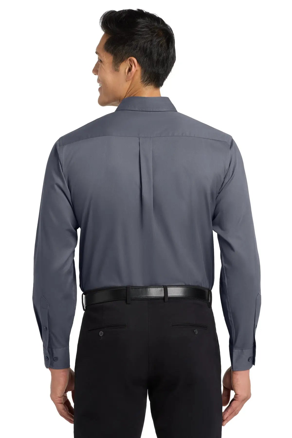 Port Authority S608 Long Sleeve Easy Care Shirt - Steel Gray Light Stone