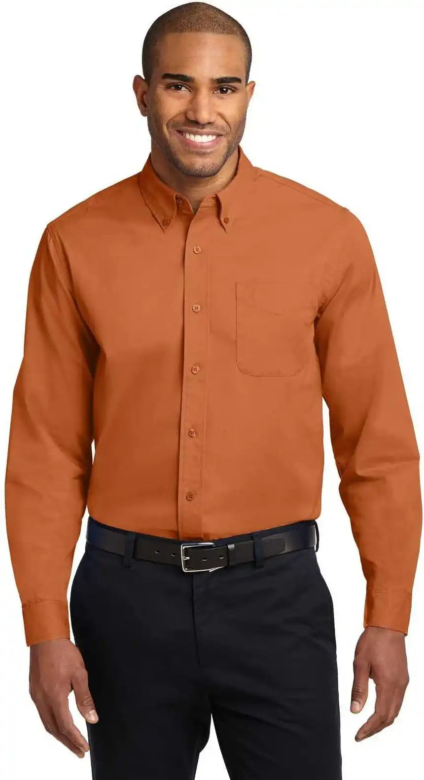 Port Authority S608 Long Sleeve Easy Care Shirt - Texas Orange Light Stone