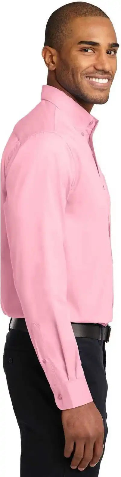 Port Authority S608es Extended Size Long Sleeve Easy Care Shirt Light Pink
